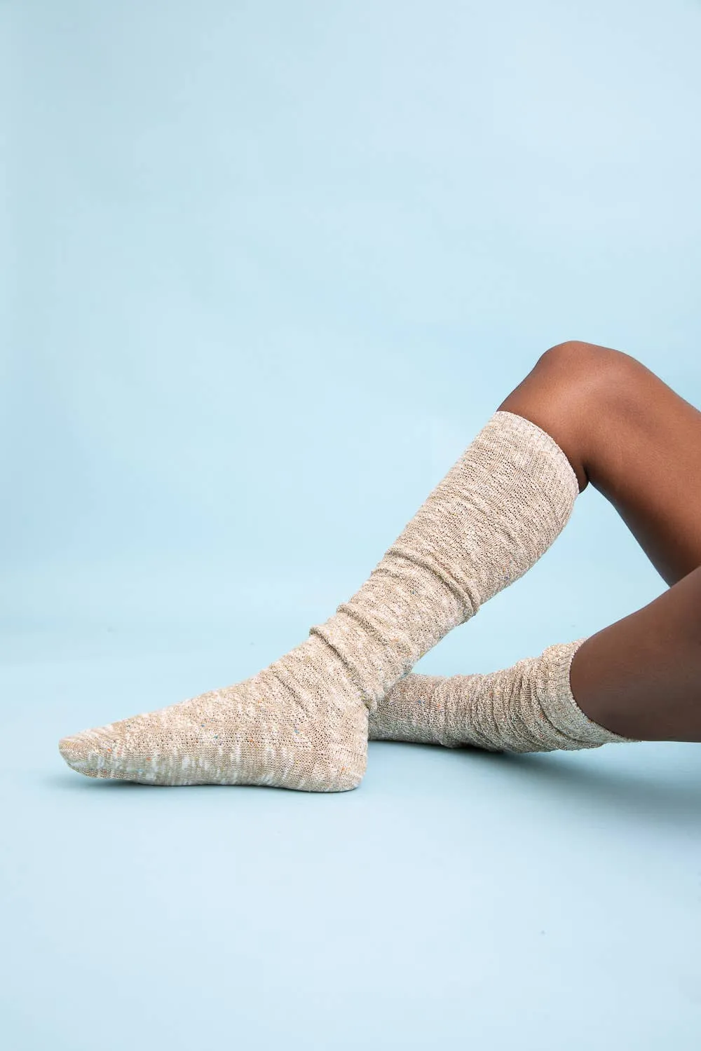 Cozy Speckle Knit Boot Socks: Grey