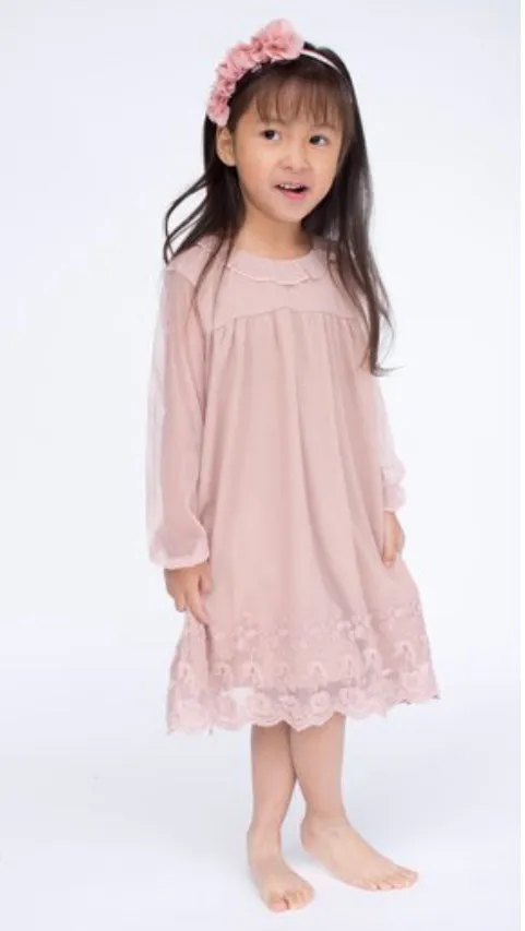 Creamie Embroidered Vintage Style Dress in Adobe Rose : Sizes 12m to 6