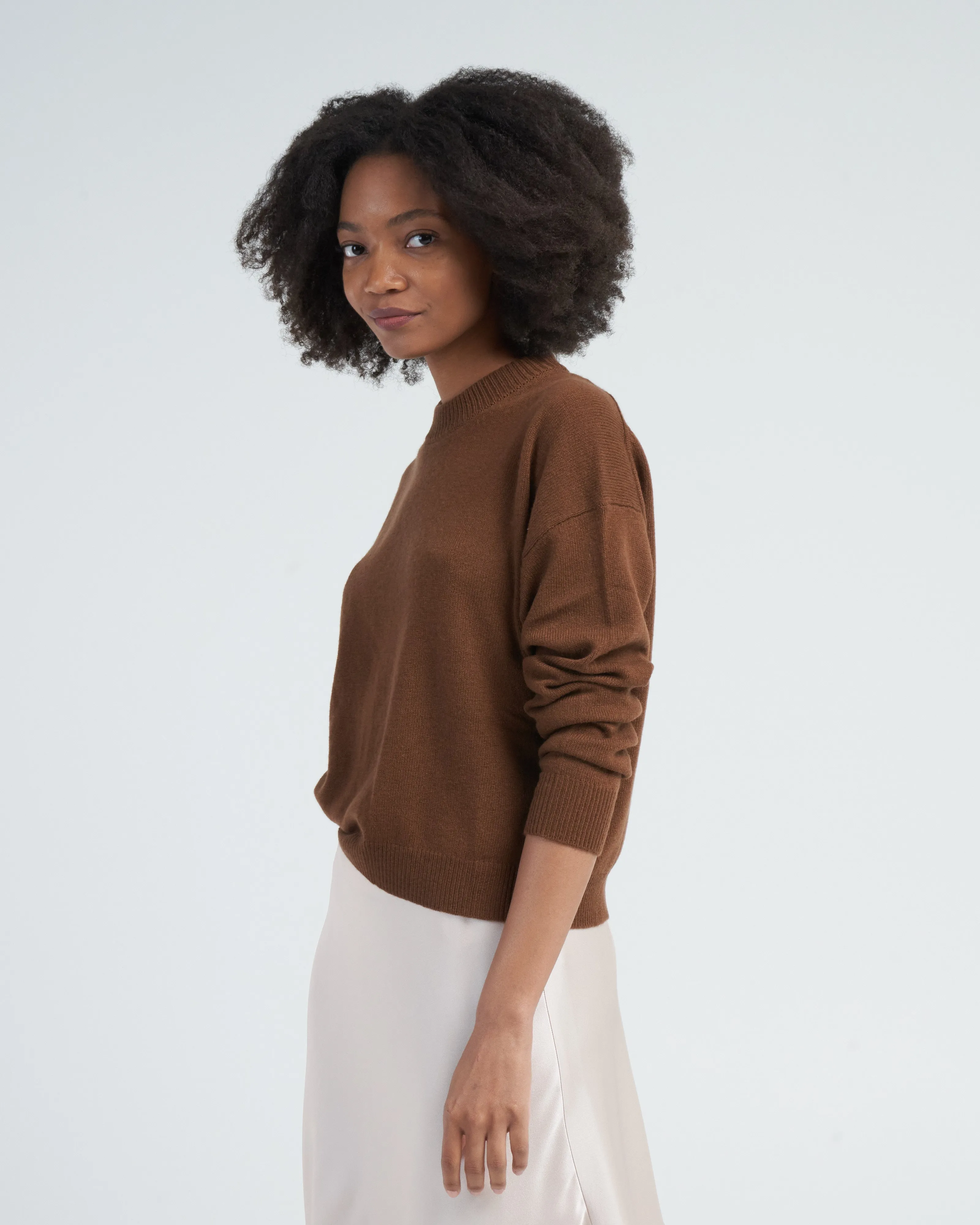 crewneck sweater - midbrown