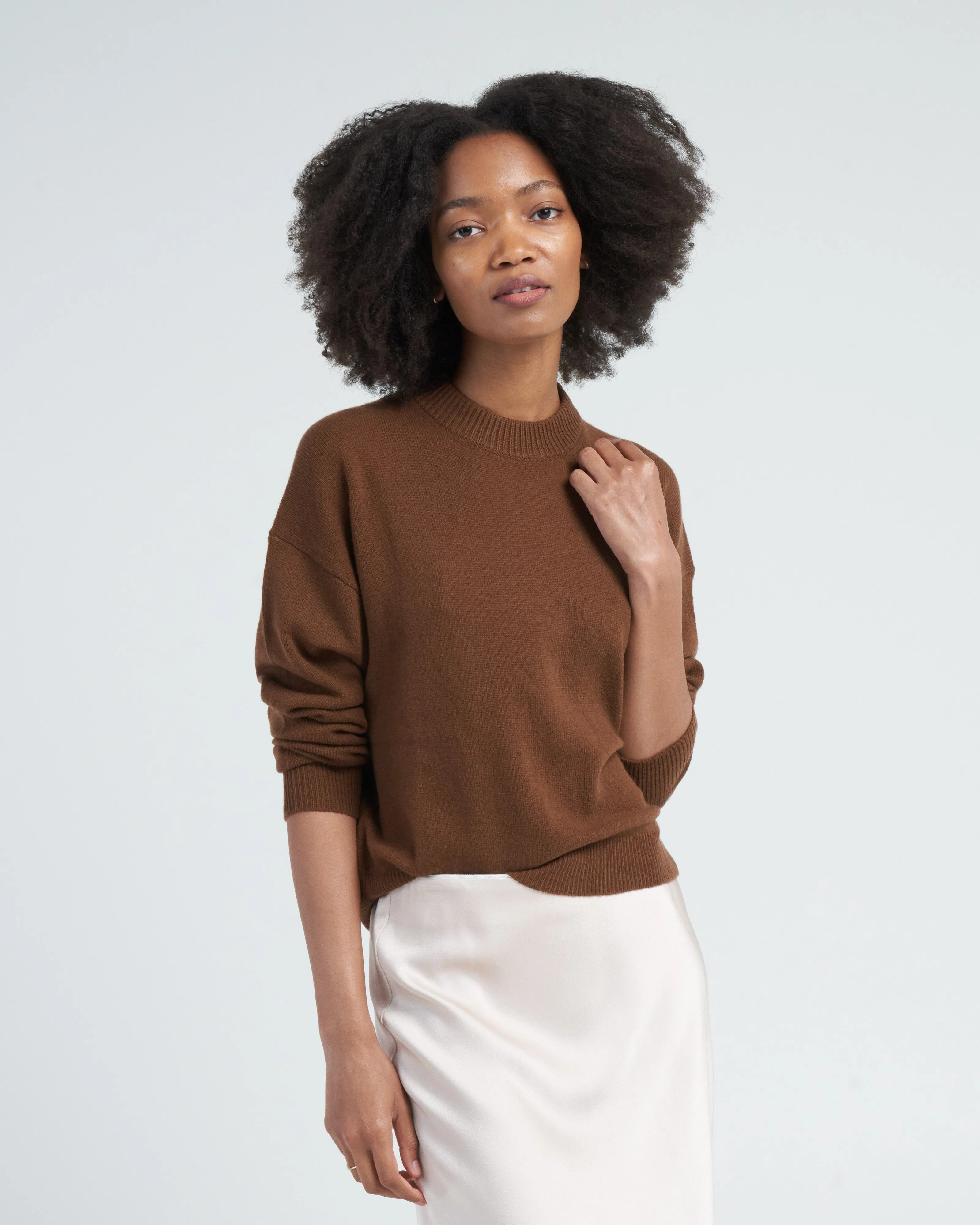 crewneck sweater - midbrown