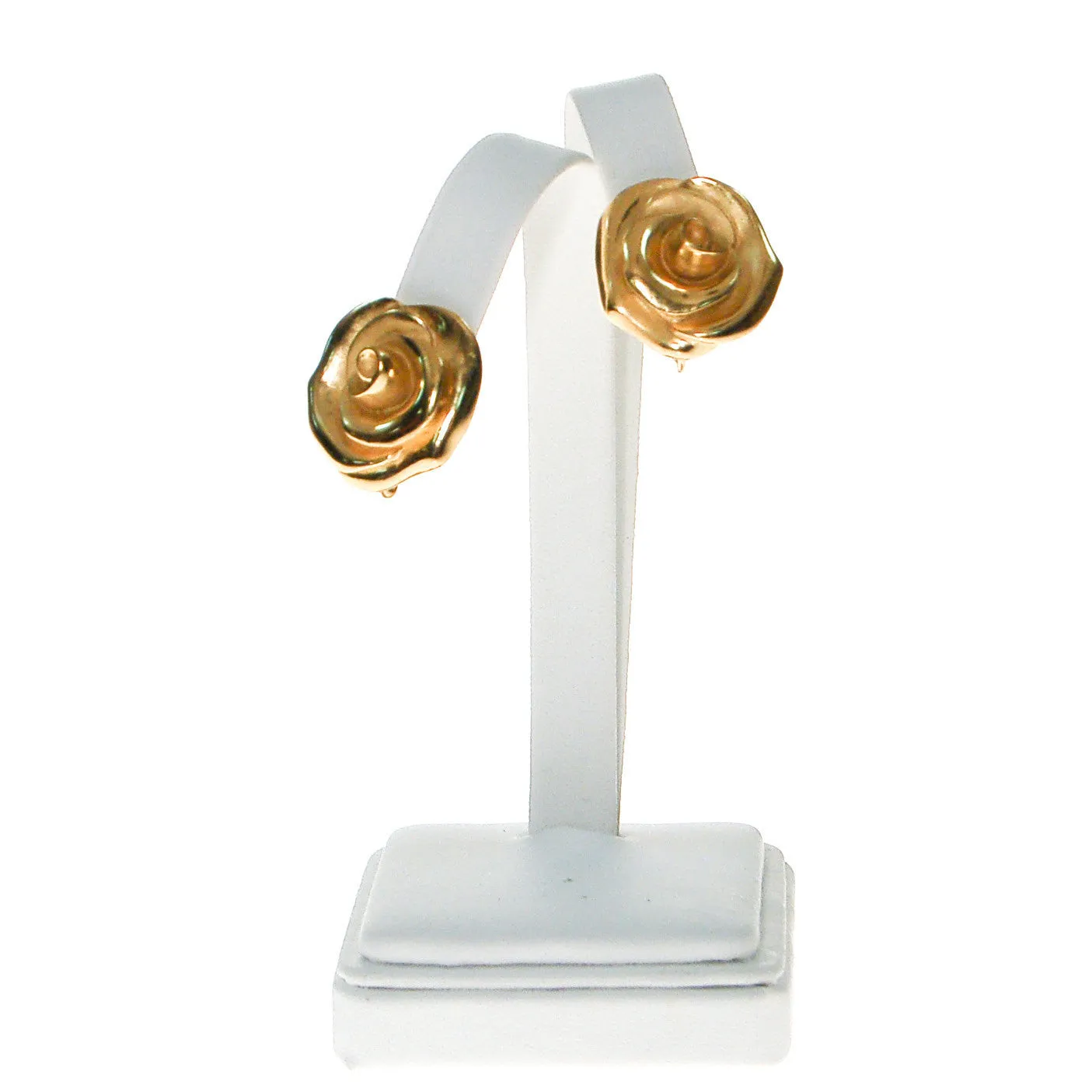 Crown Trifari Gold Rose Earrings