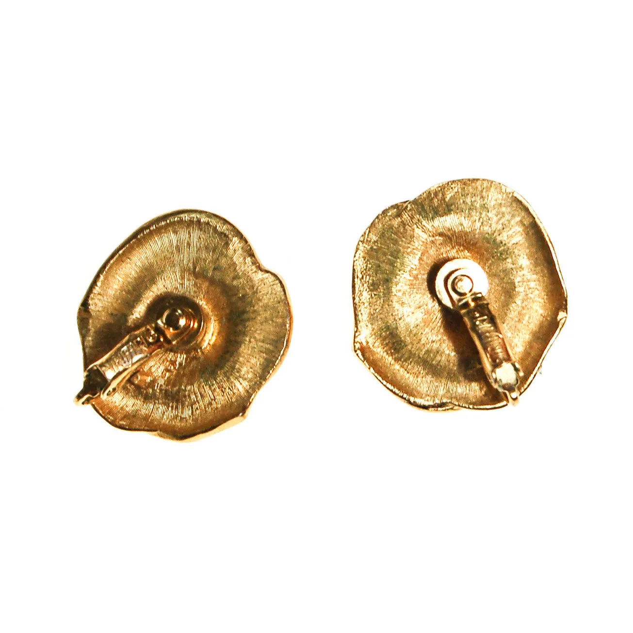 Crown Trifari Gold Rose Earrings