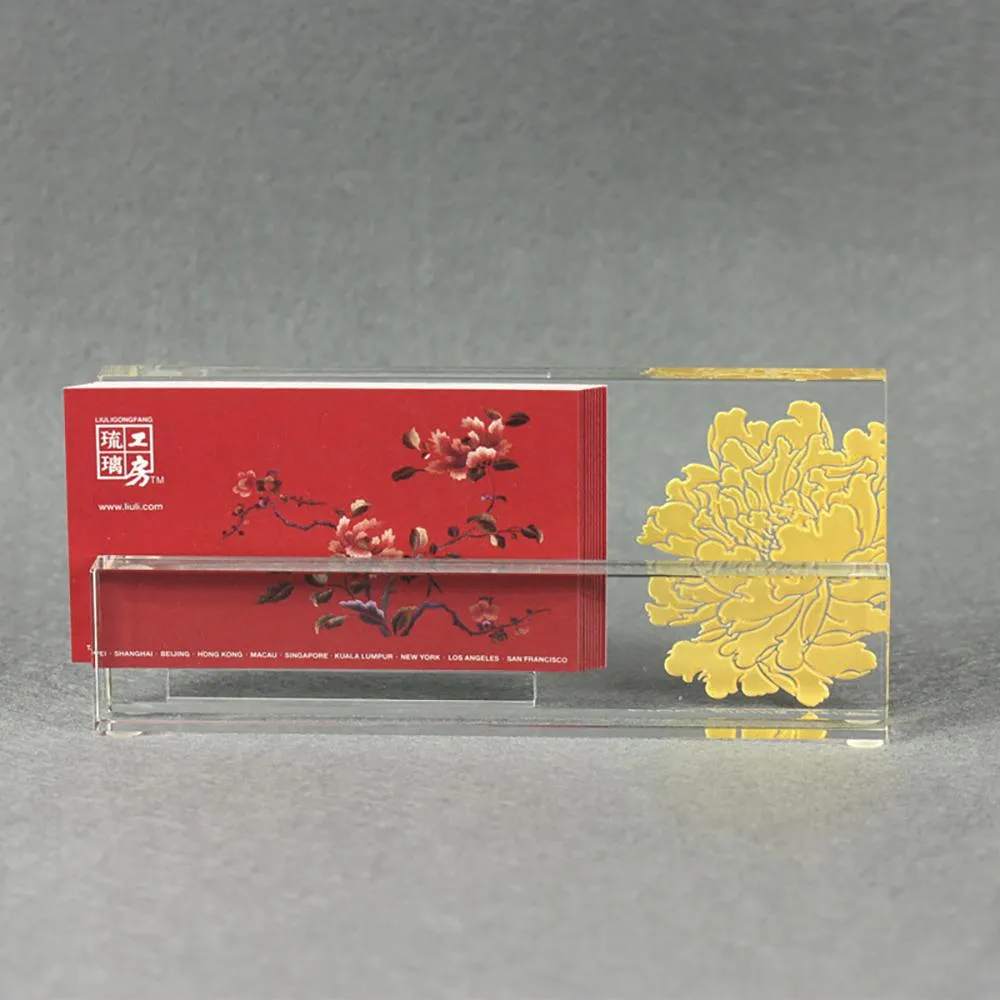 Crystal Business Cardholder, Eternal Golden Flower
