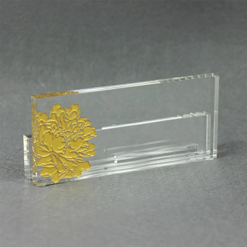 Crystal Business Cardholder, Eternal Golden Flower