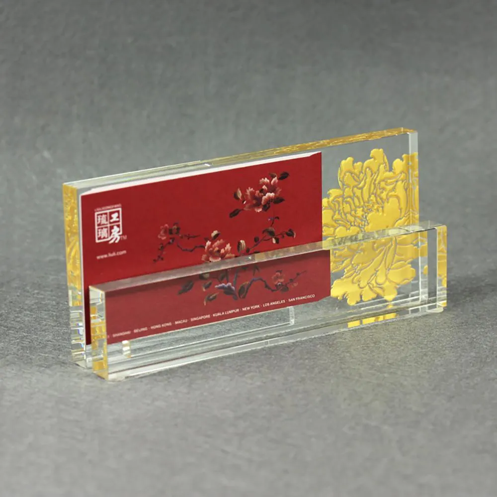 Crystal Business Cardholder, Eternal Golden Flower