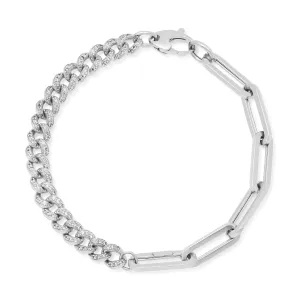 CU-PAPERCLIP DIAMOND BRACELET, 14kt WHITE GOLD, 7"