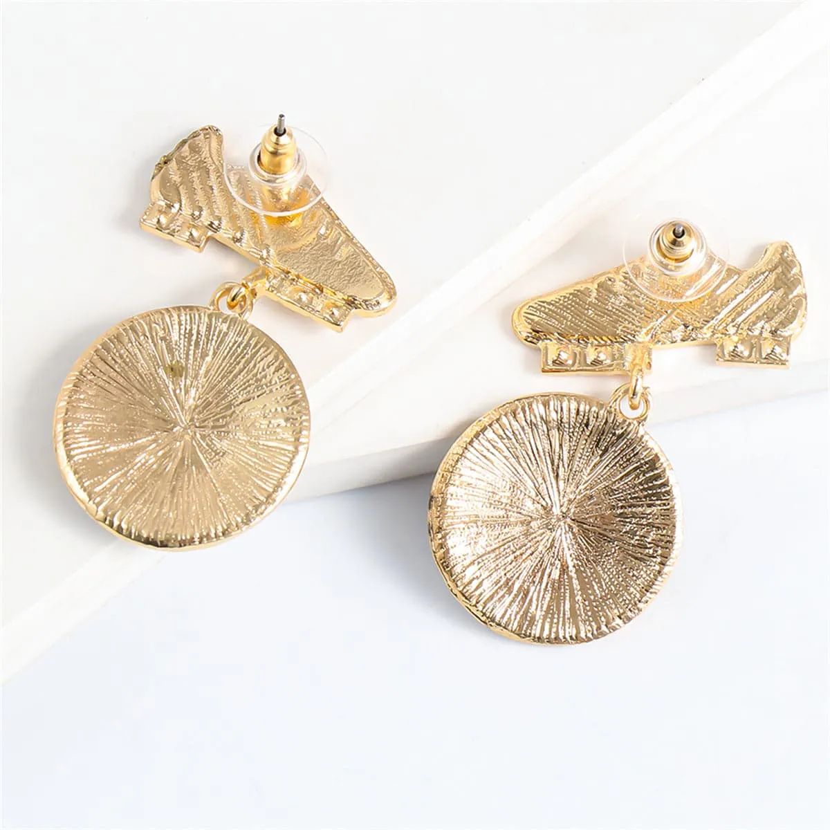 Cubic Zirconia & Enamel 18K Gold-Plated Shoes Football Drop Earrings