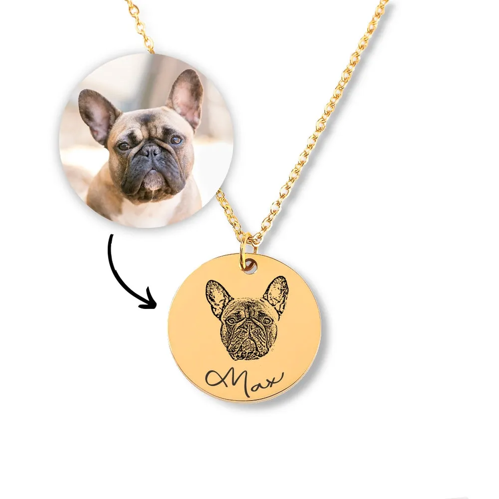 Custom Engraved Dog Photo Necklace