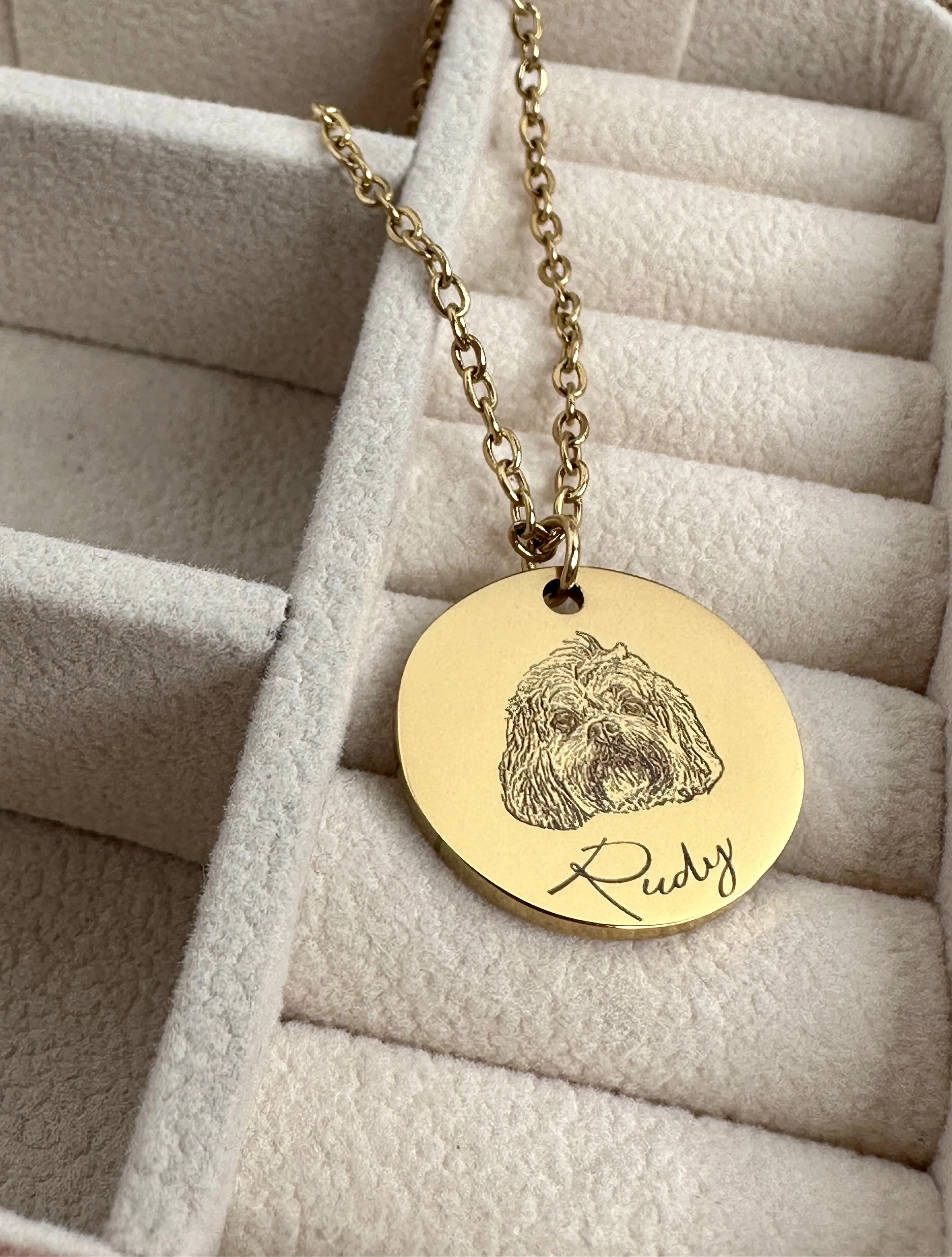 Custom Engraved Dog Photo Necklace