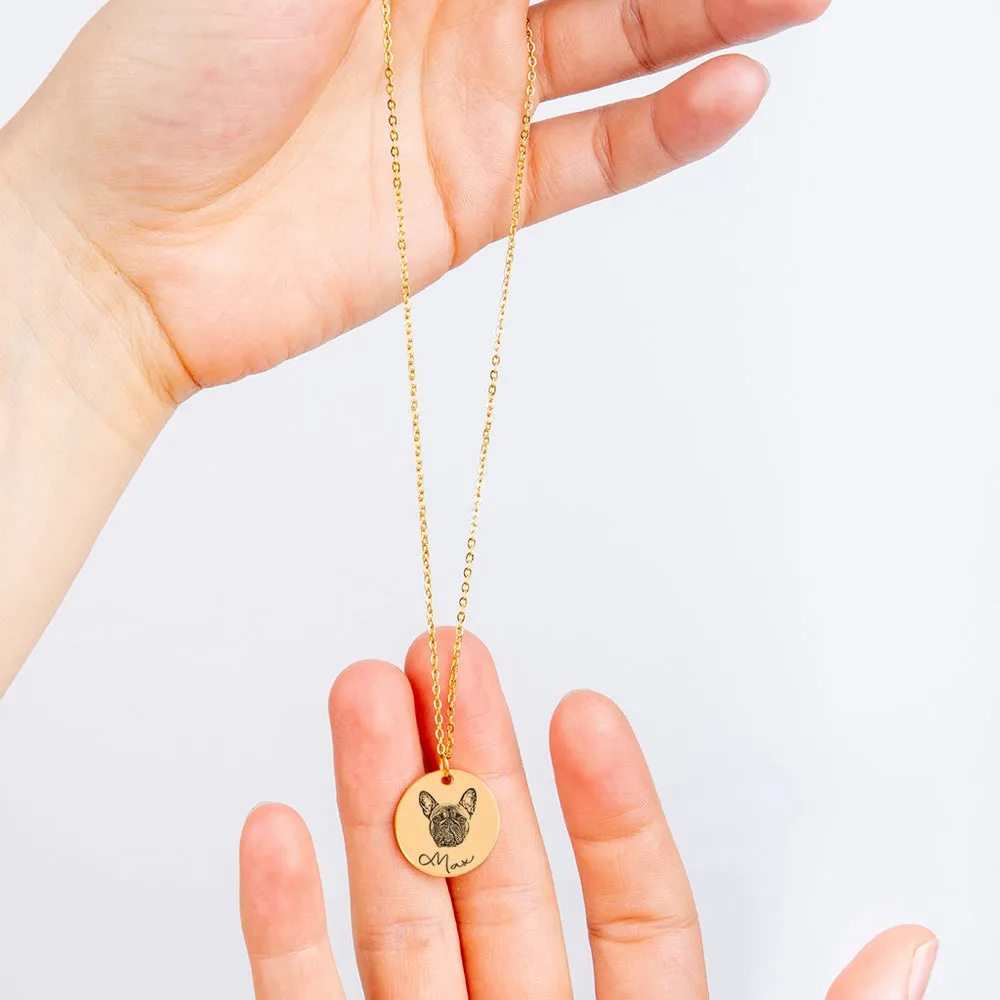 Custom Engraved Dog Photo Necklace