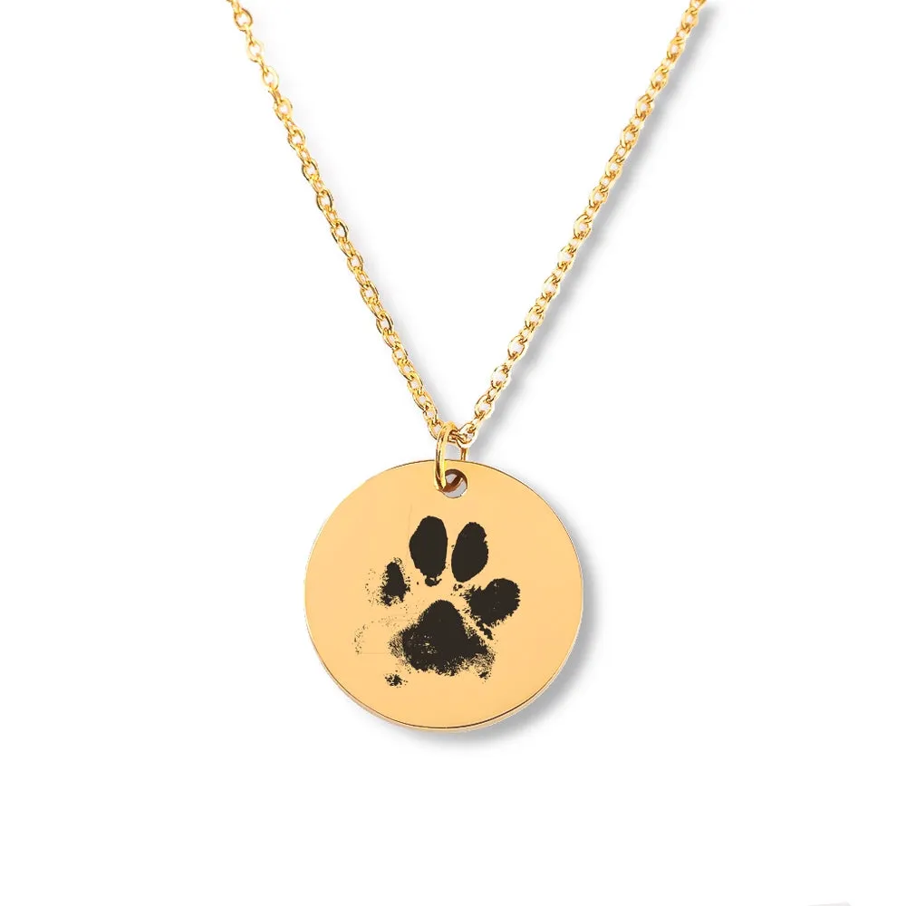 Custom Engraved Paw Print Necklace