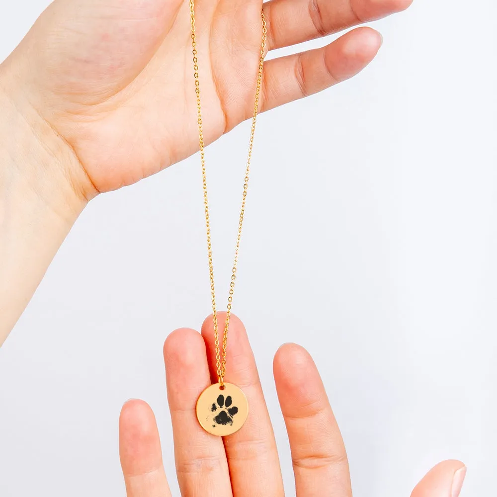 Custom Engraved Paw Print Necklace