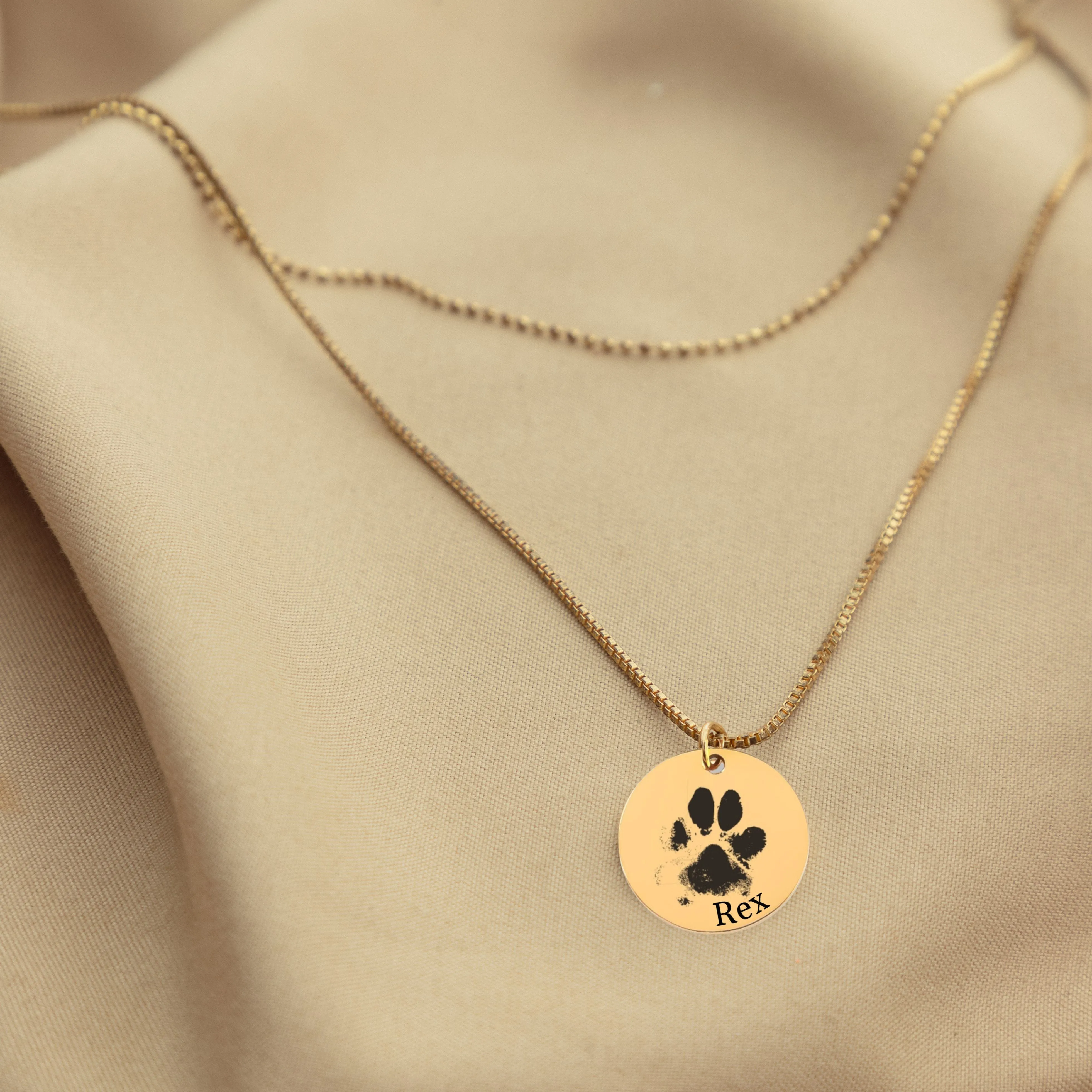 Custom Engraved Paw Print Necklace