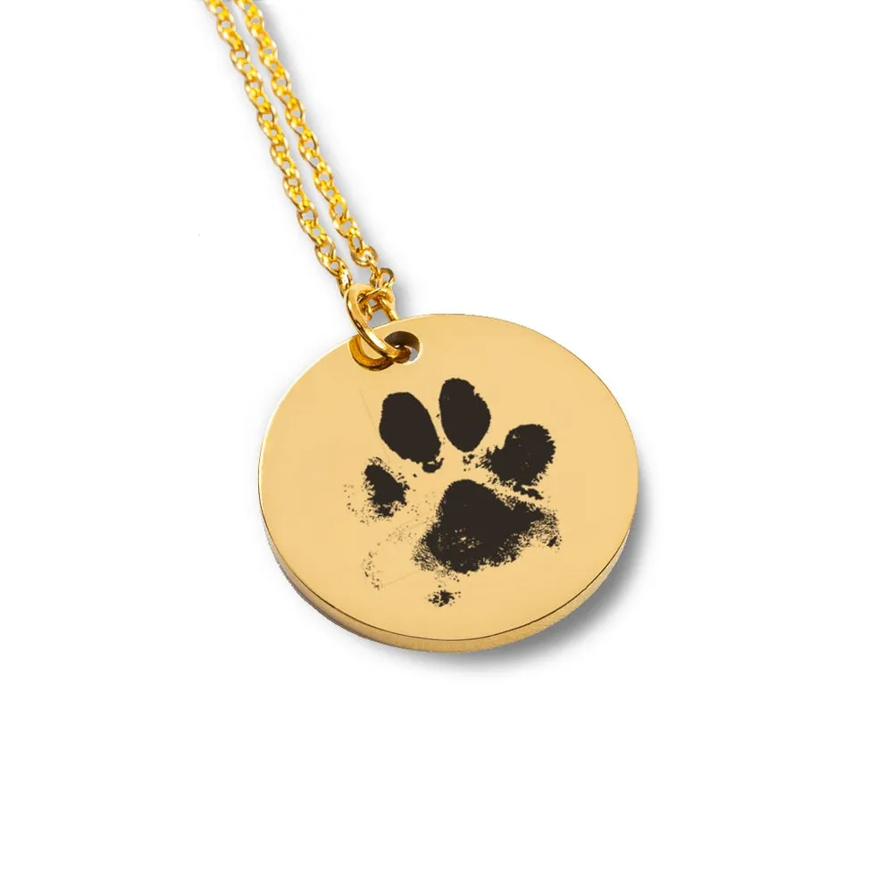 Custom Engraved Paw Print Necklace