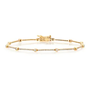 DAINTY BARS & DOTS DIAMOND BRACELET, 14kt GOLD