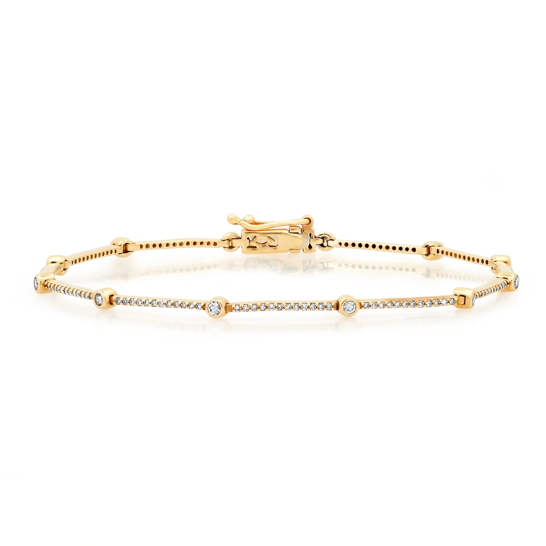 DAINTY BARS & DOTS DIAMOND BRACELET, 14kt GOLD