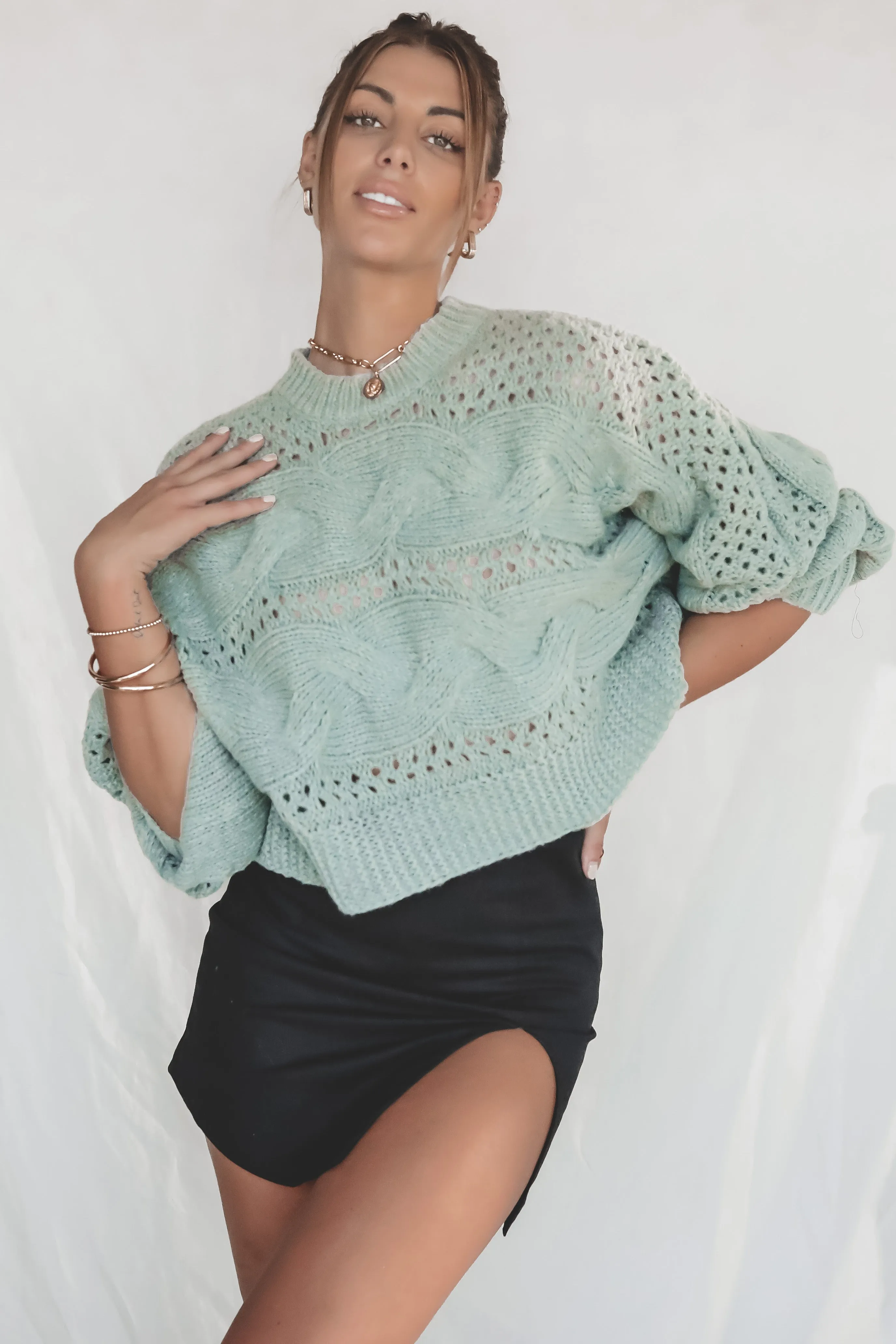 DEAL MINKPINK Kaine Cable Knit Sweater