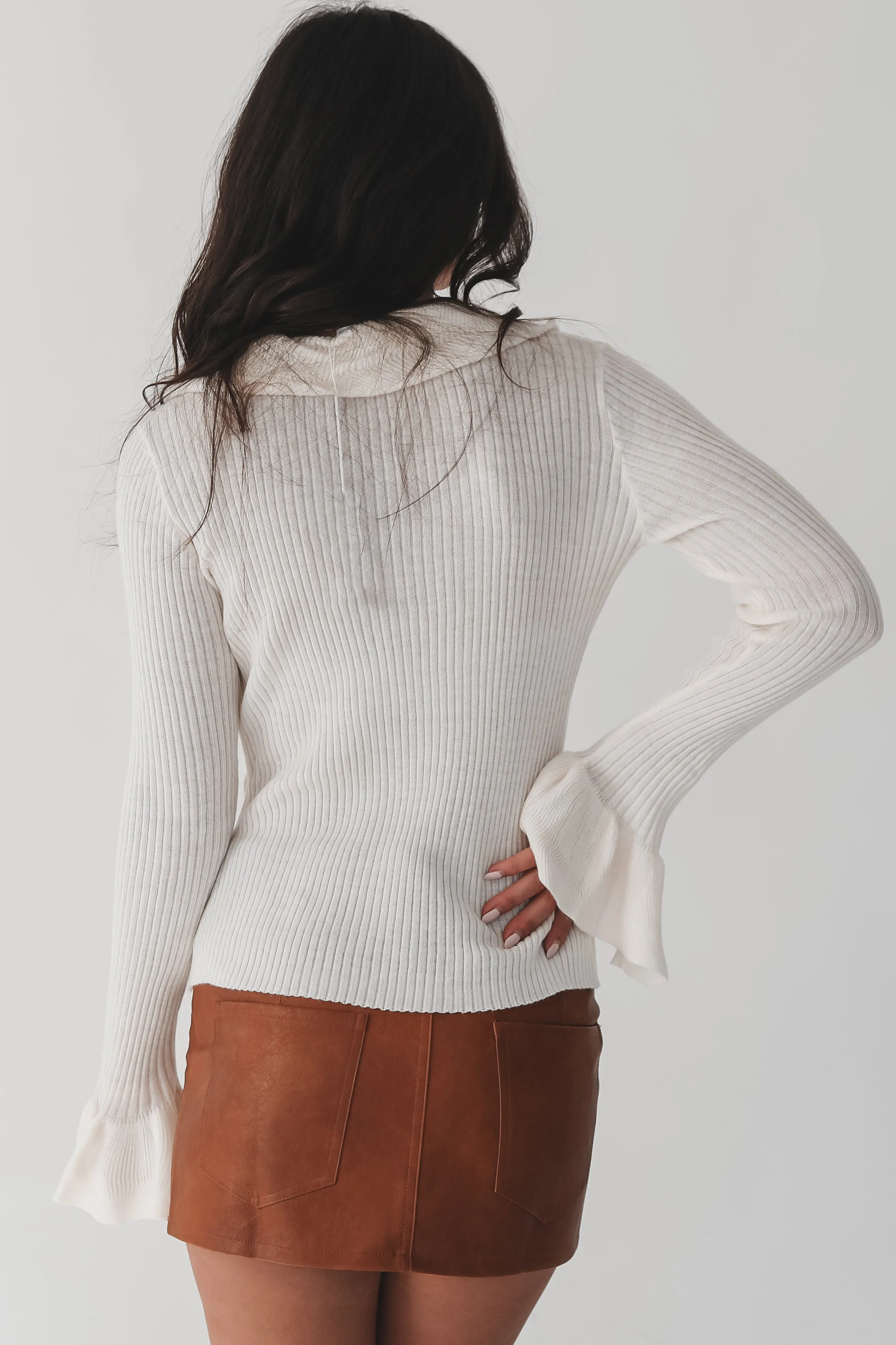 DEAL Sage The Label Petra Ruffled Ivory Sweater Top