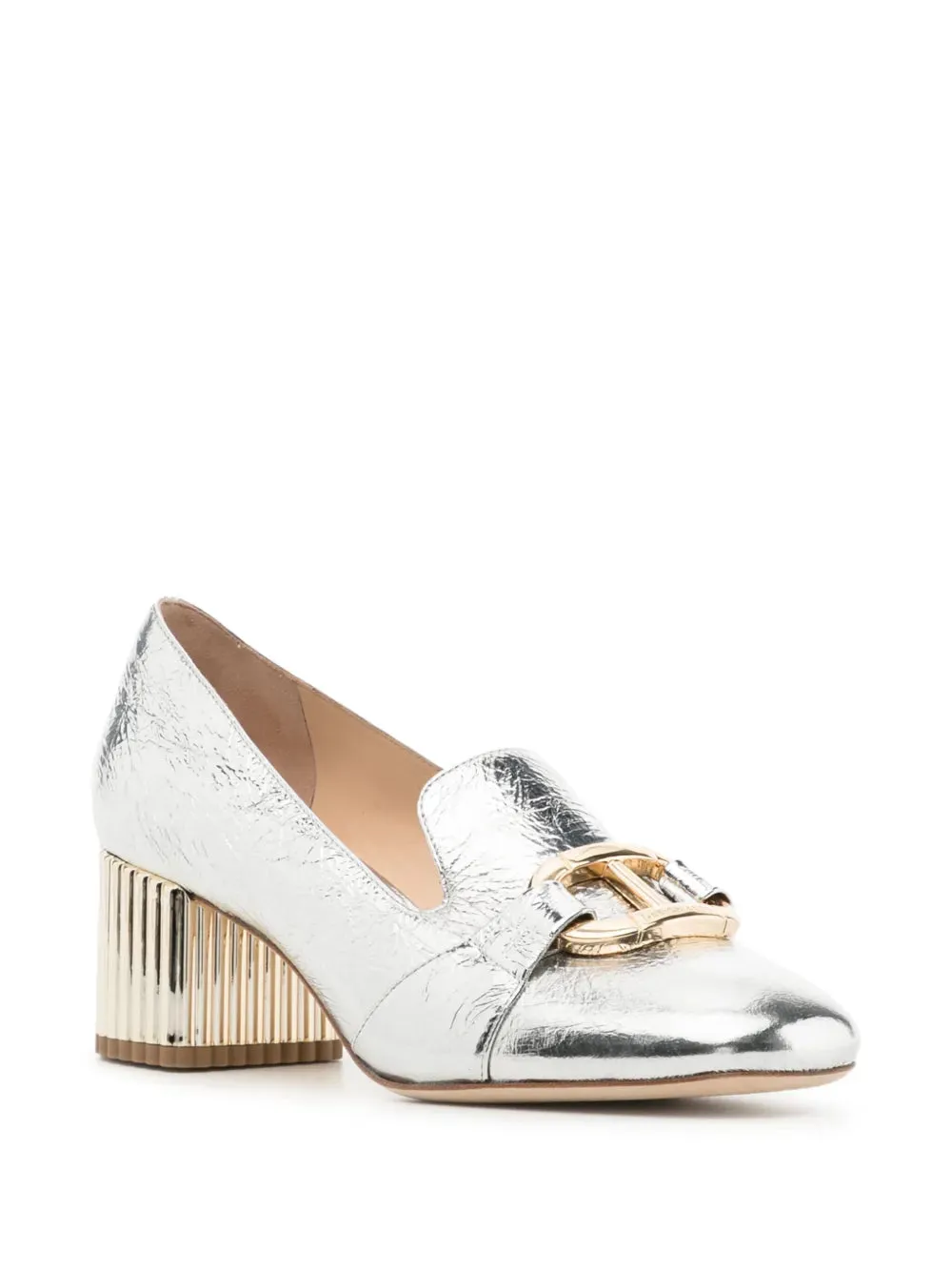Dee Ocleppo Michelle 55mm metallic-effect loafers