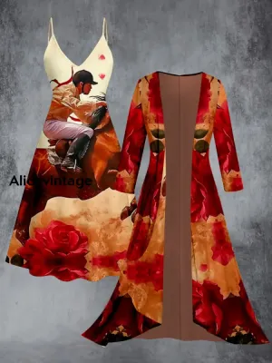 Derby Art Print Vintage Elegant Slip Dress Two Piece Sets Derby Dress