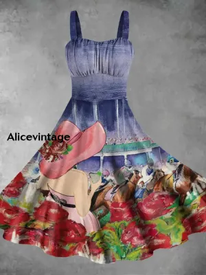 Derby Day Art Print Vintage Suspender Dress Derby Dress