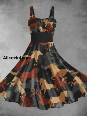 Derby Day Horse Art Print Vintage Suspender Dress Derby Dress