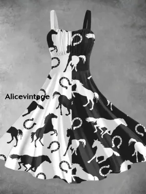 Derby Day Horse Art Print Vintage Suspender Dress Derby Dress