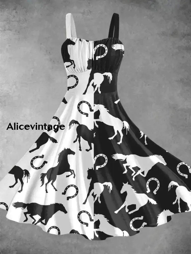 Derby Day Horse Art Print Vintage Suspender Dress Derby Dress