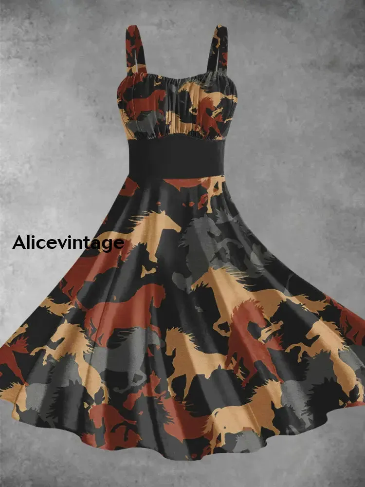 Derby Day Horse Art Print Vintage Suspender Dress Derby Dress