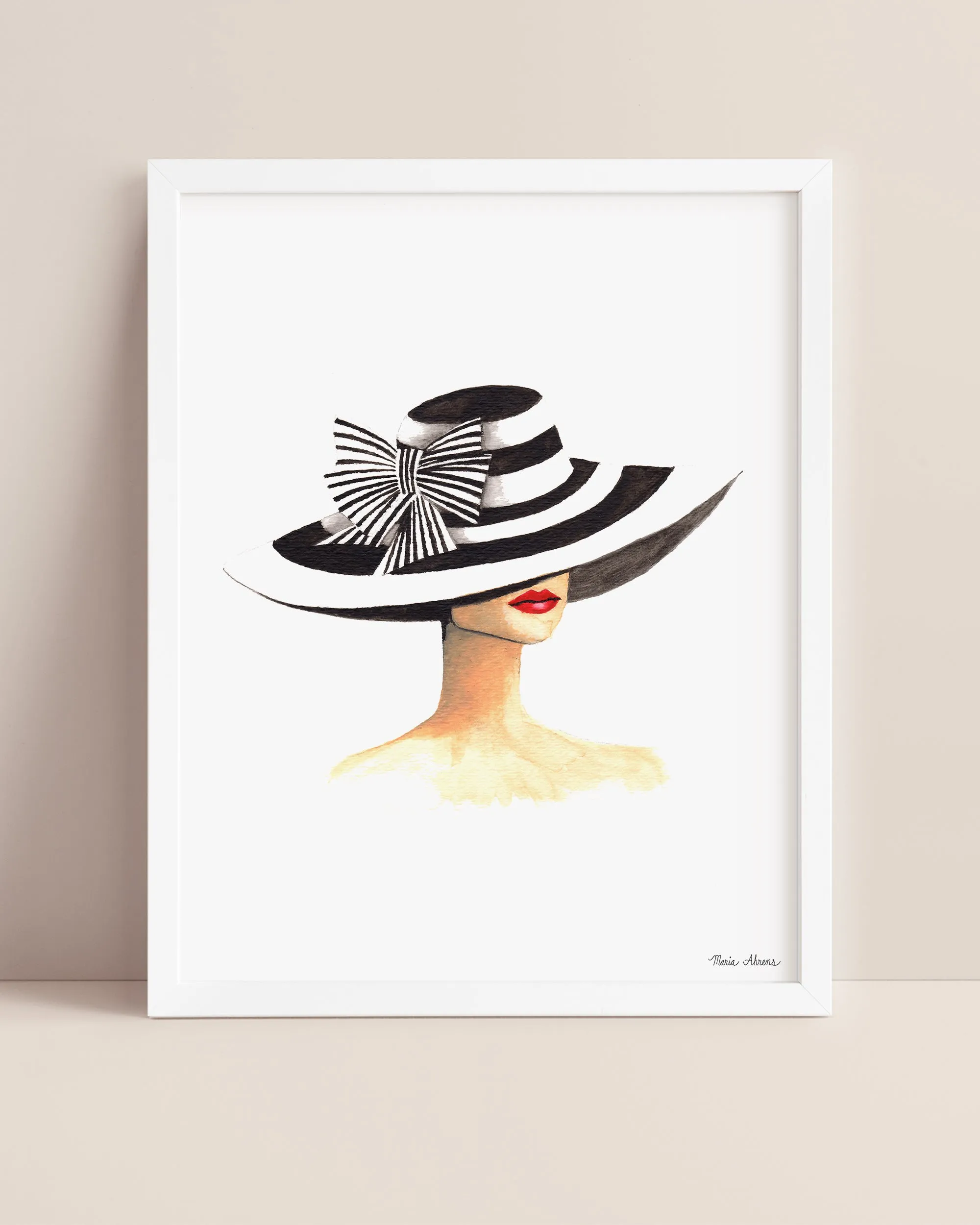 Derby Hat Fashion Illustration Watercolor Art Print