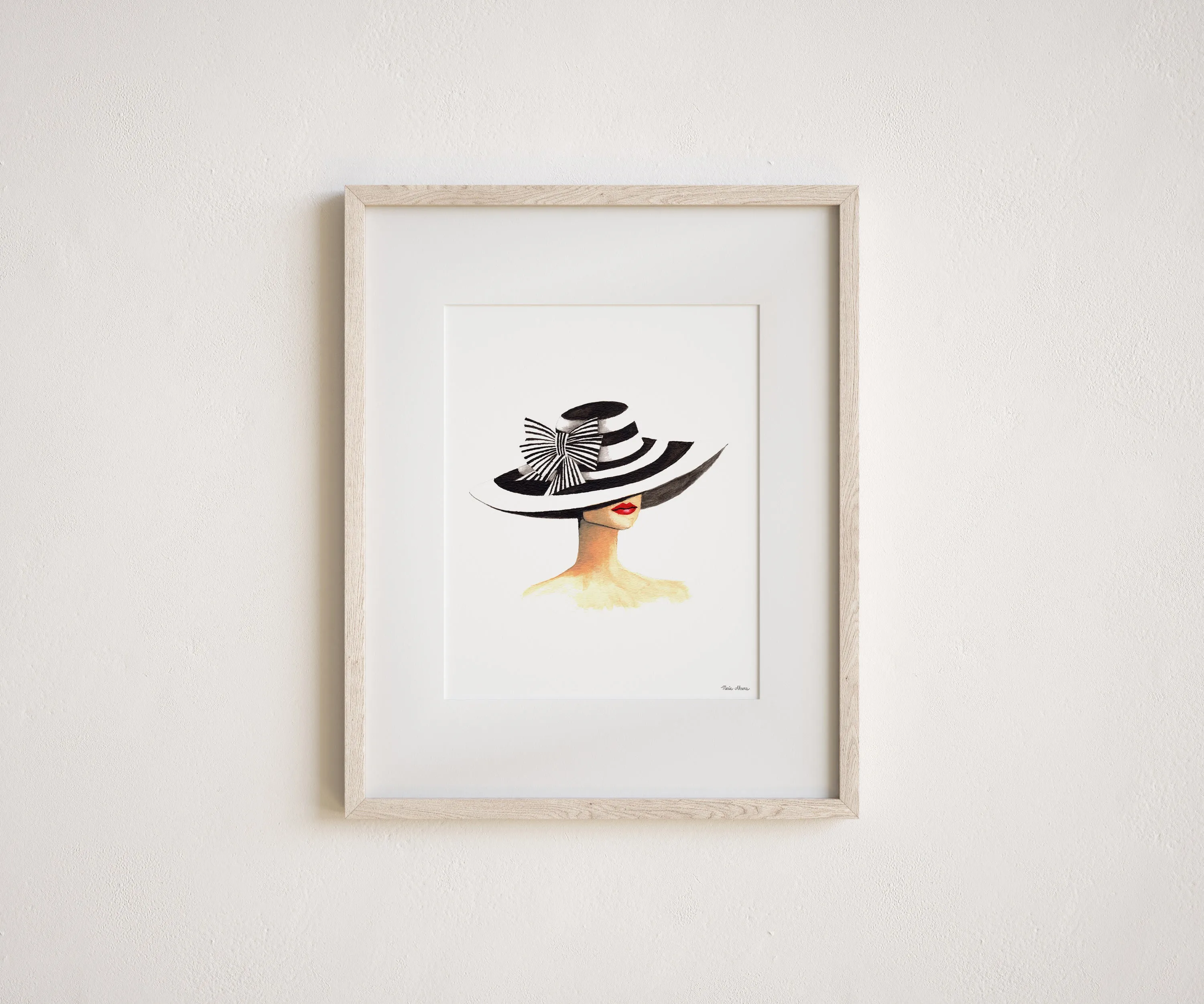 Derby Hat Fashion Illustration Watercolor Art Print