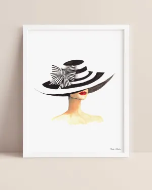 Derby Hat Fashion Illustration Watercolor Art Print