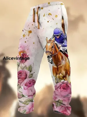 Derby Horse Art Print Casual Sweatpants