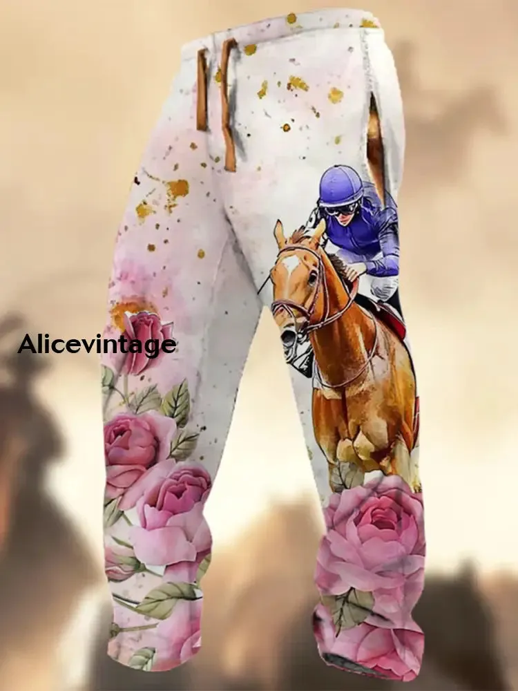 Derby Horse Art Print Casual Sweatpants