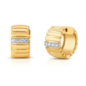 DIAMOND BARREL HUGGIES, 14kt gold