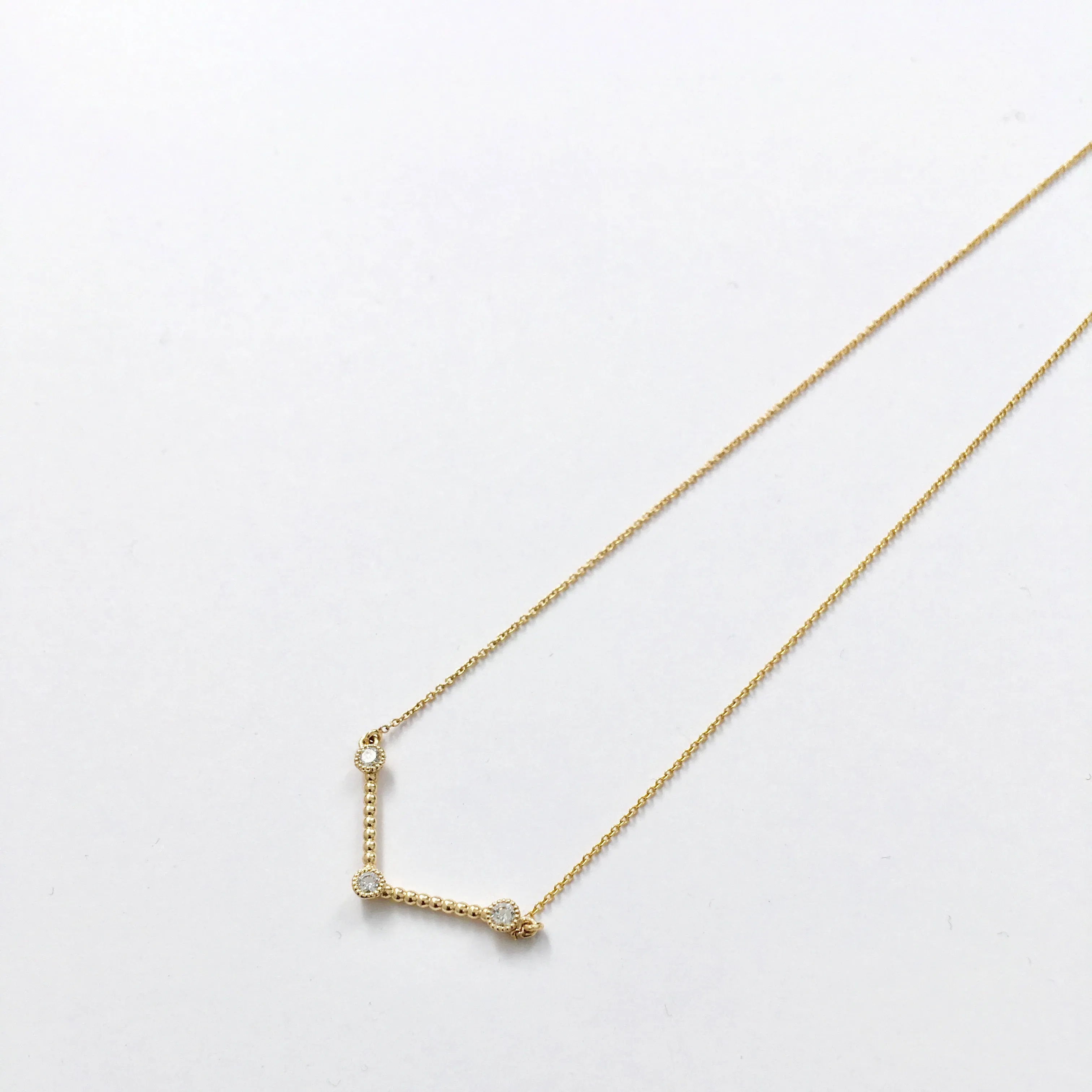 Diamond Bezel Beaded V Necklace