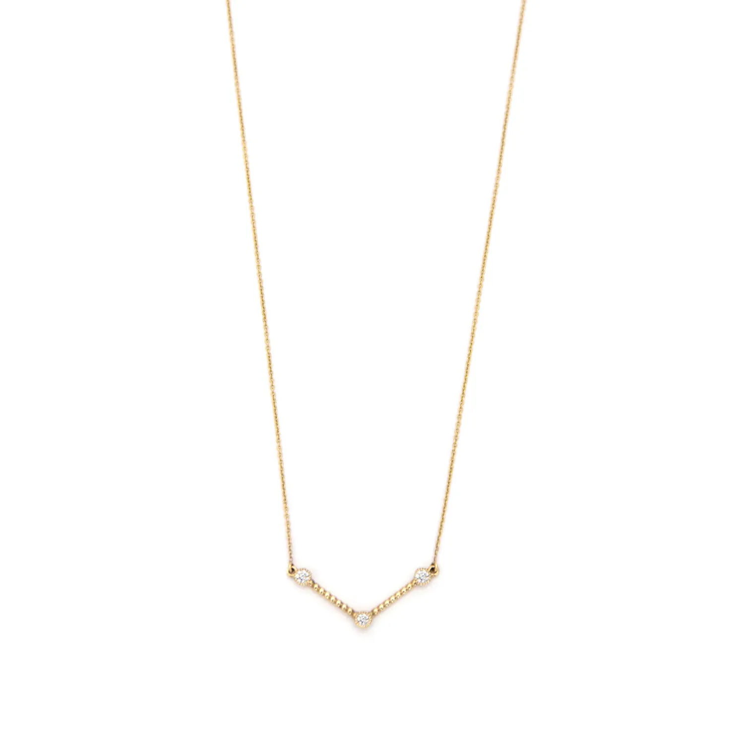 Diamond Bezel Beaded V Necklace