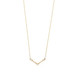 Diamond Bezel Beaded V Necklace