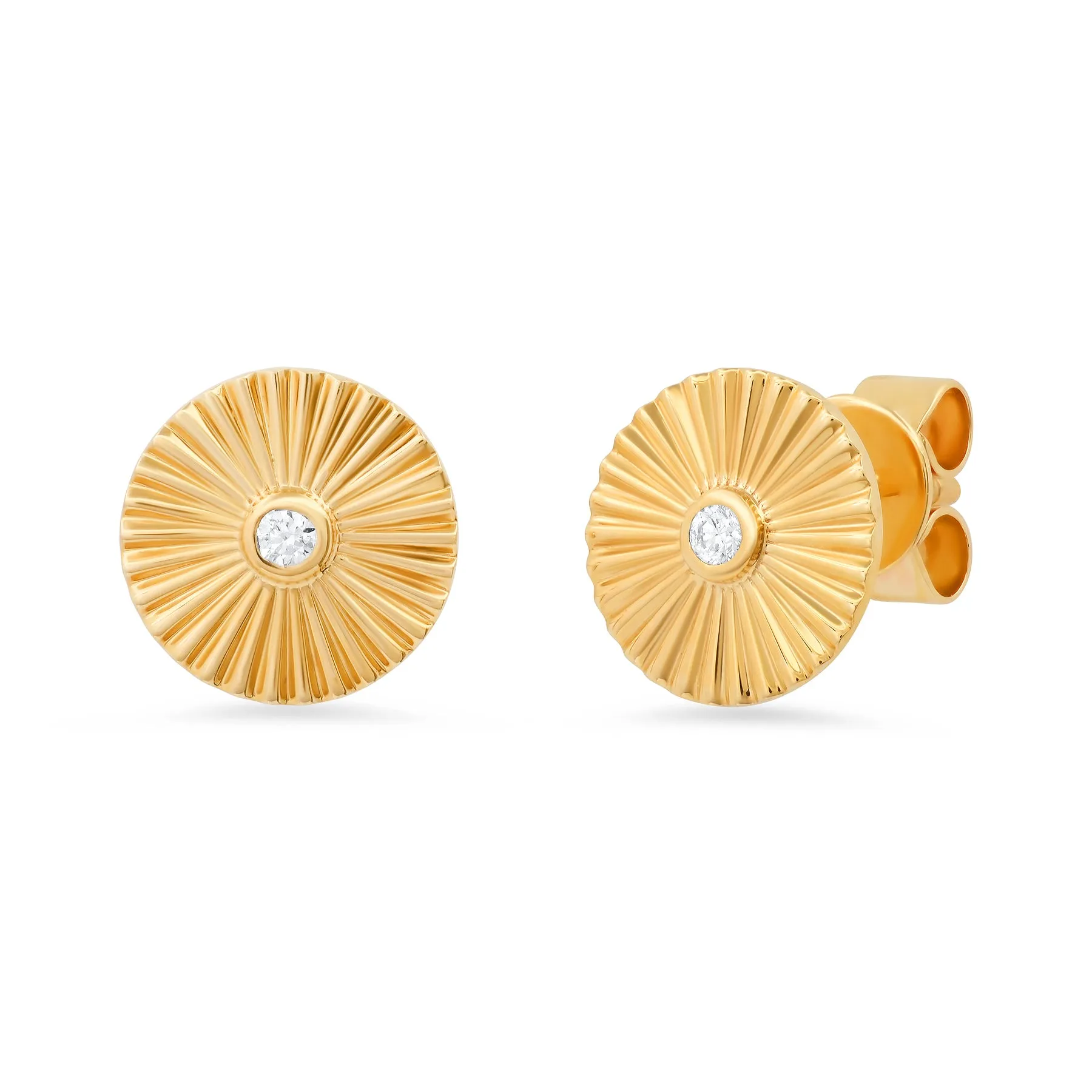 DIAMOND BUTTON STUDS, 14kt GOLD