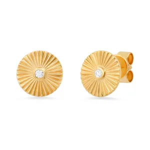 DIAMOND BUTTON STUDS, 14kt GOLD