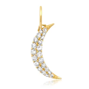 DIAMOND CRESCENT MOON CHARM, 14kt GOLD
