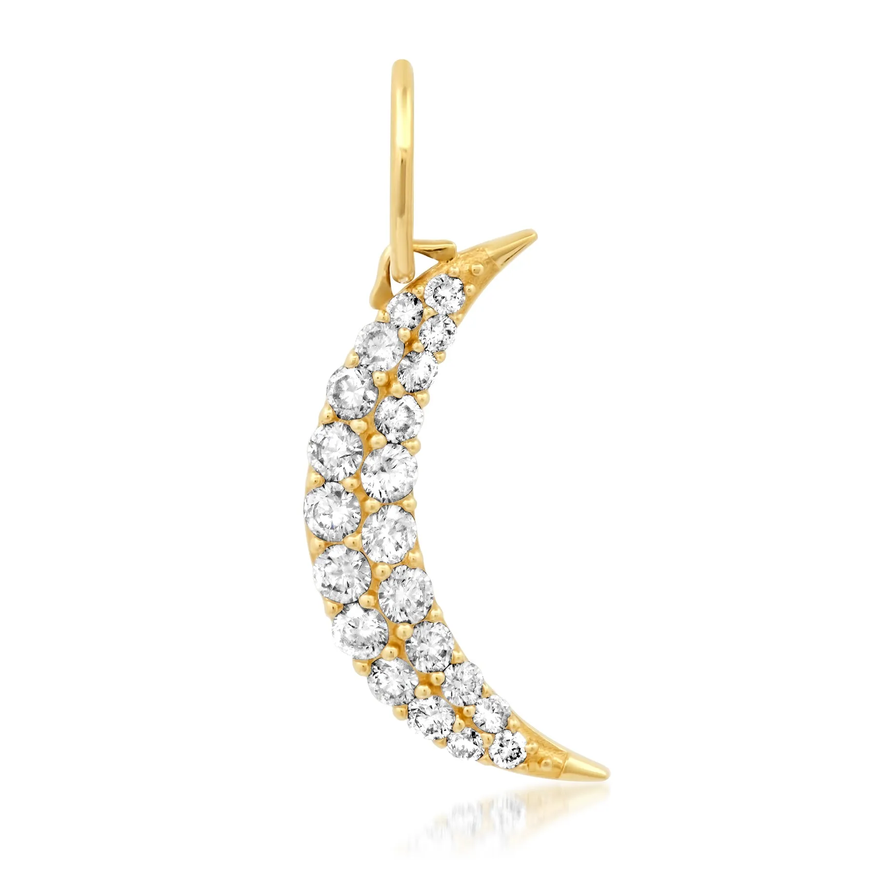 DIAMOND CRESCENT MOON CHARM, 14kt GOLD
