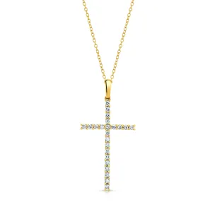 DIAMOND CROSS NECKLACE, 14kt GOLD