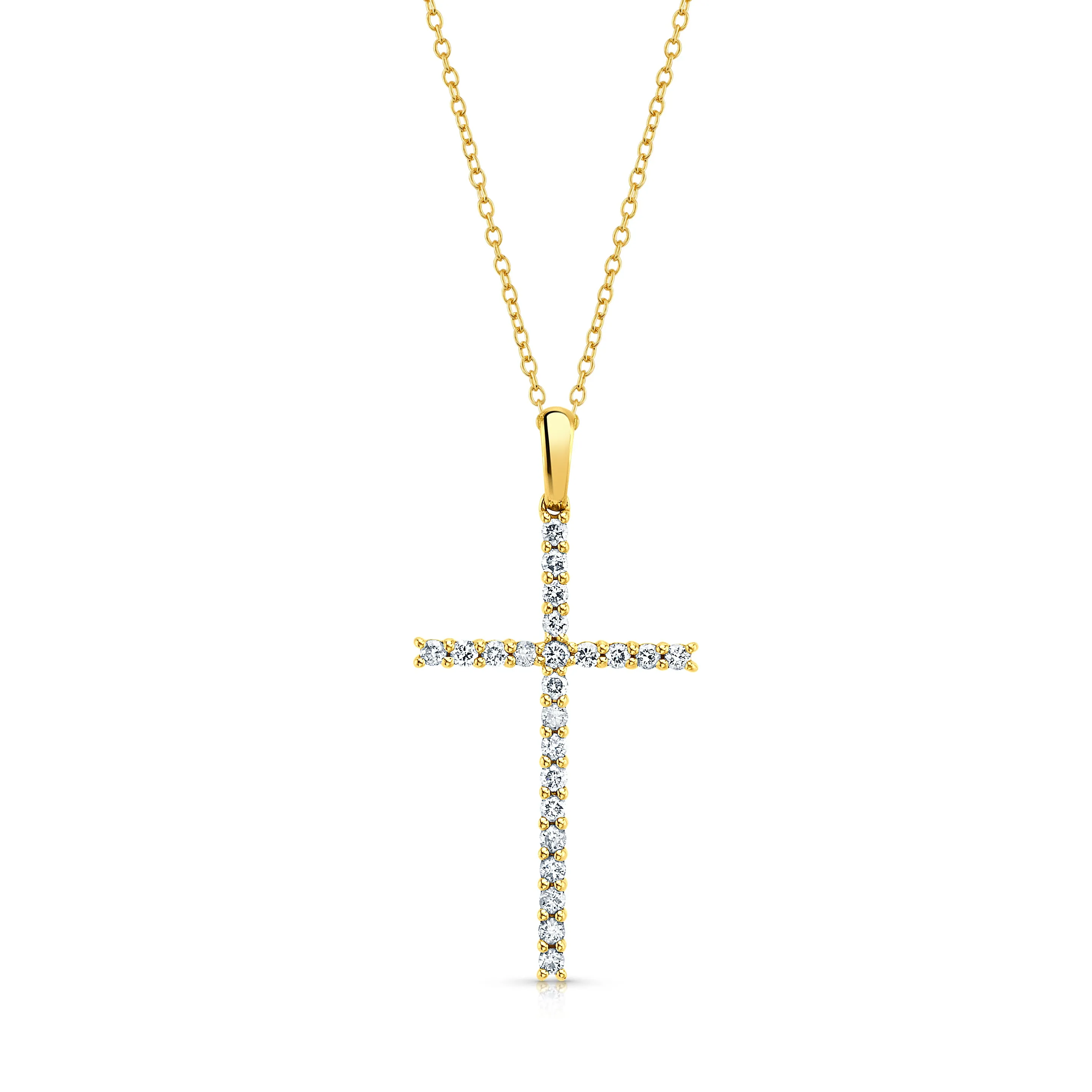 DIAMOND CROSS NECKLACE, 14kt GOLD