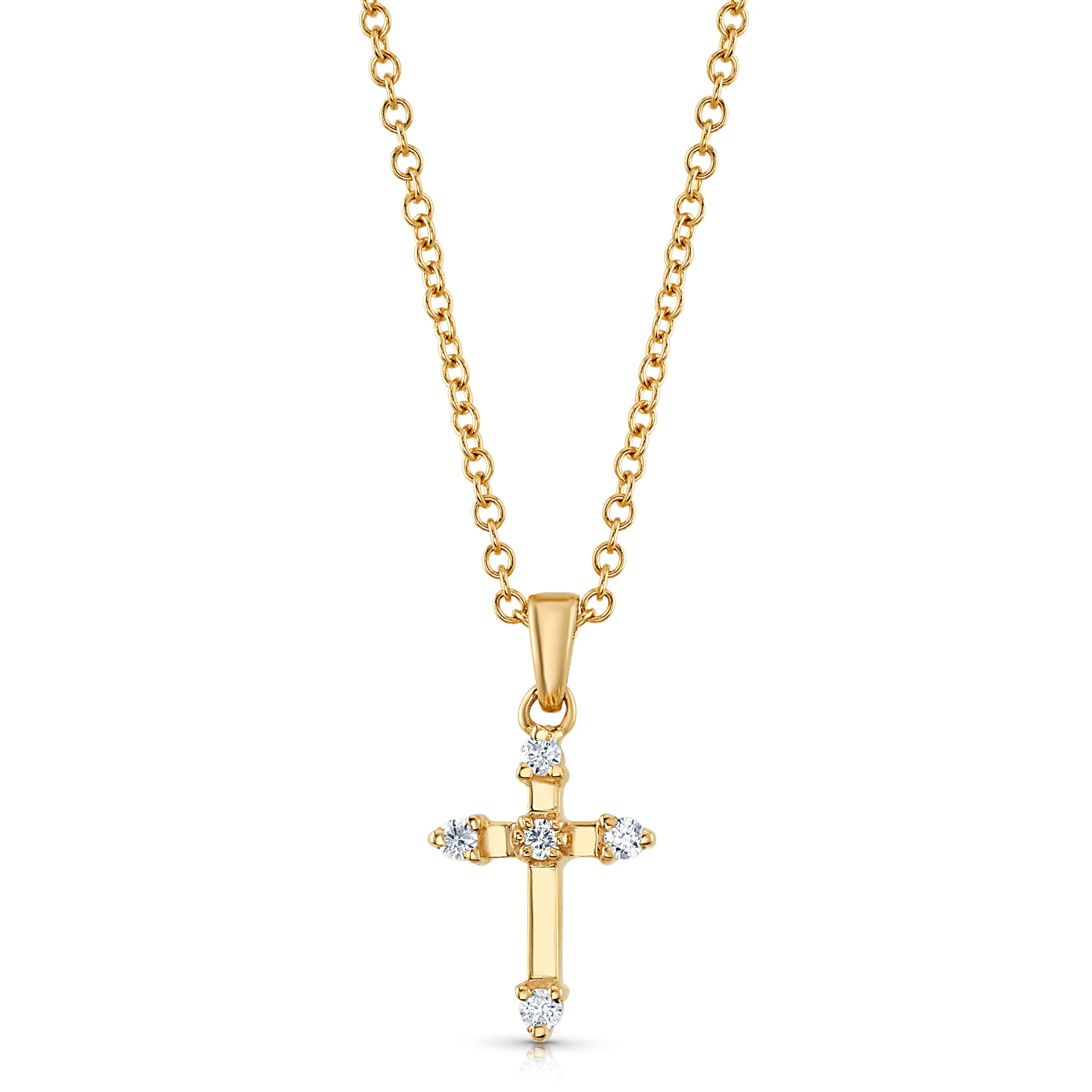 DIAMOND CROSS NECKLACE, 14KT GOLD