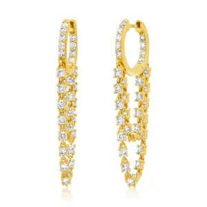 DIAMOND DOUBLE DROP CHAIN HUGGIES, 14kt GOLD