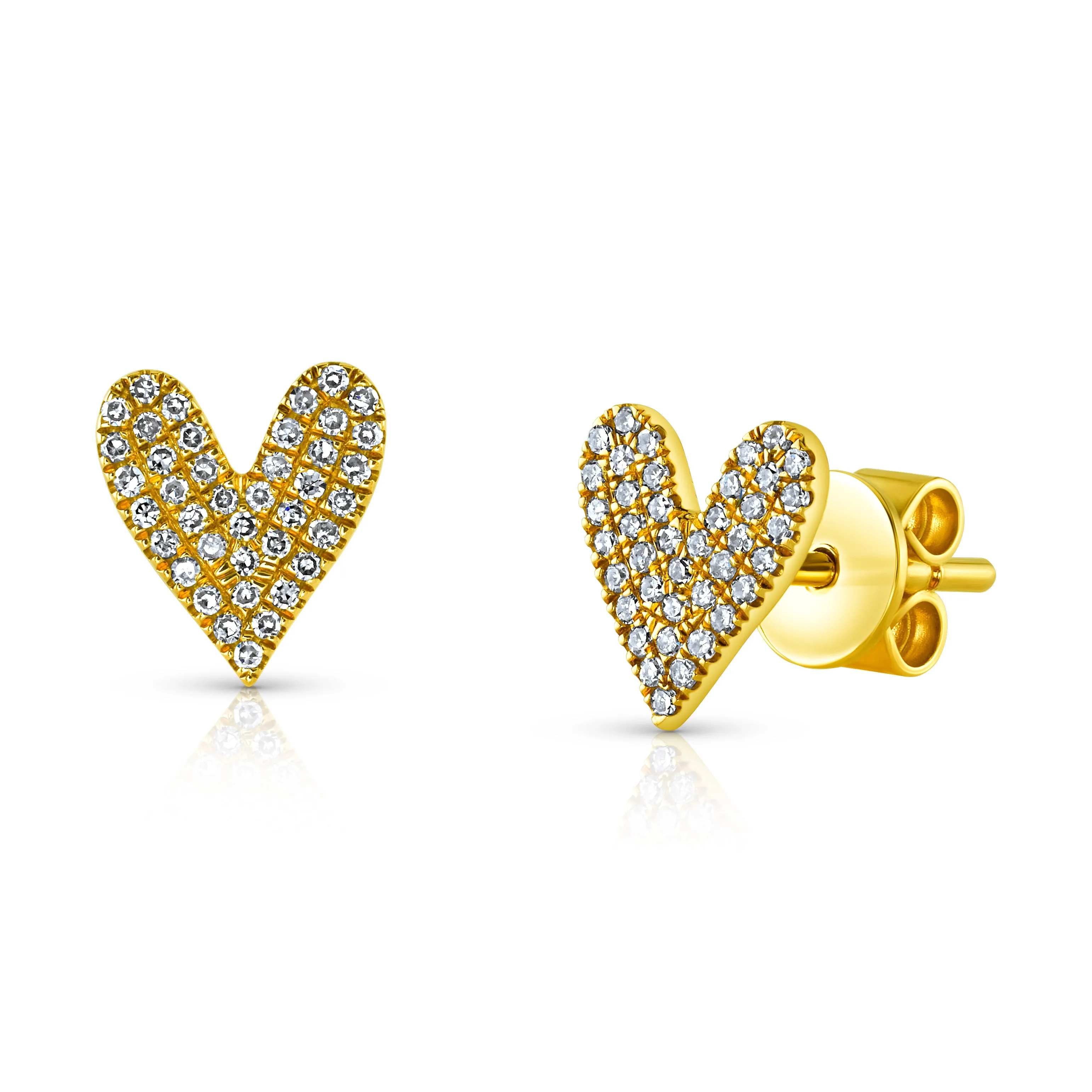 DIAMOND HEART STUDS, 14kt Gold