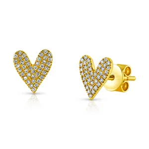 DIAMOND HEART STUDS, 14kt Gold