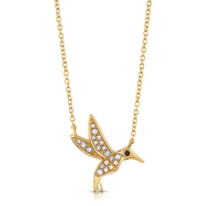 DIAMOND HUMMINGBIRD NECKLACE, 14KT GOLD