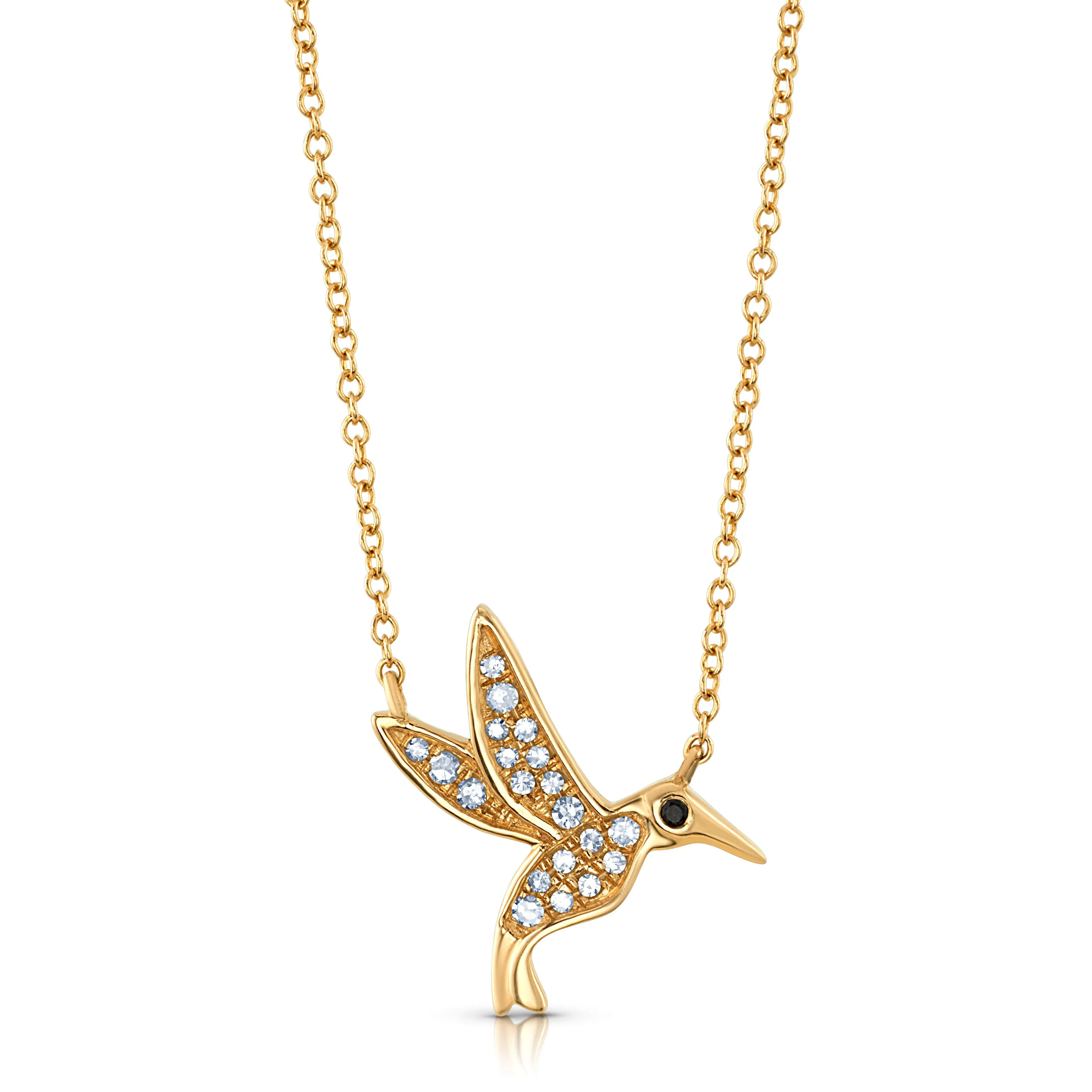 DIAMOND HUMMINGBIRD NECKLACE, 14KT GOLD